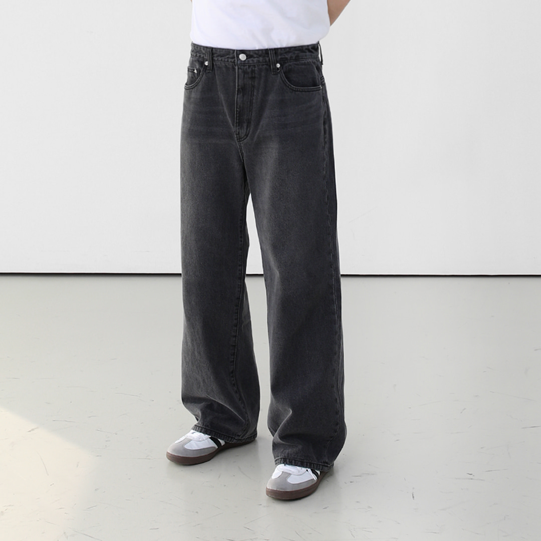 Basic wide black and blue denim pants