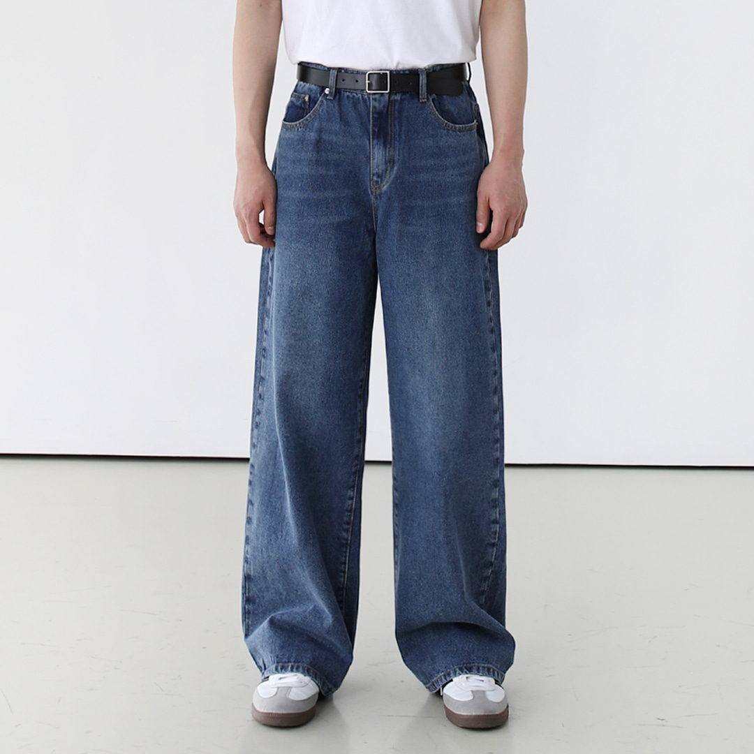 Basic wide medium denim pants