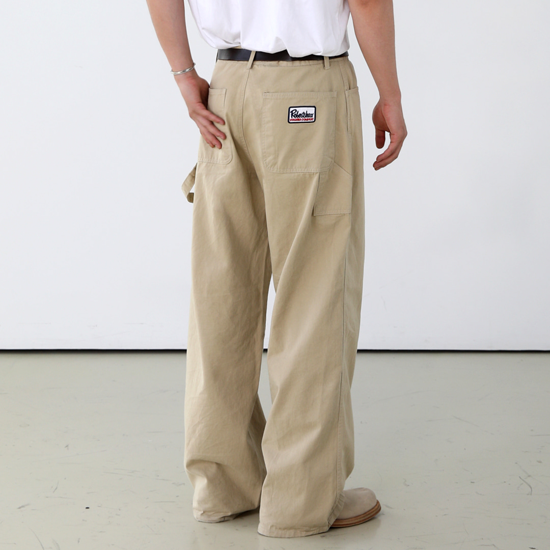 Carpenter bag patch cotton pants_beige