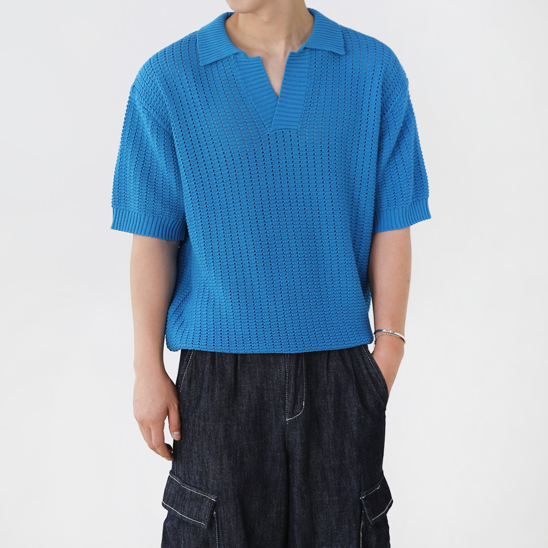 Overfit ice punching collar knit
