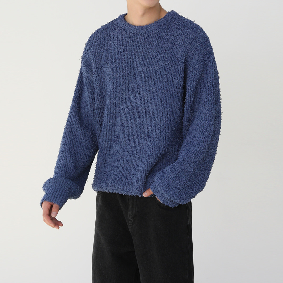 Overfit boucle round knit