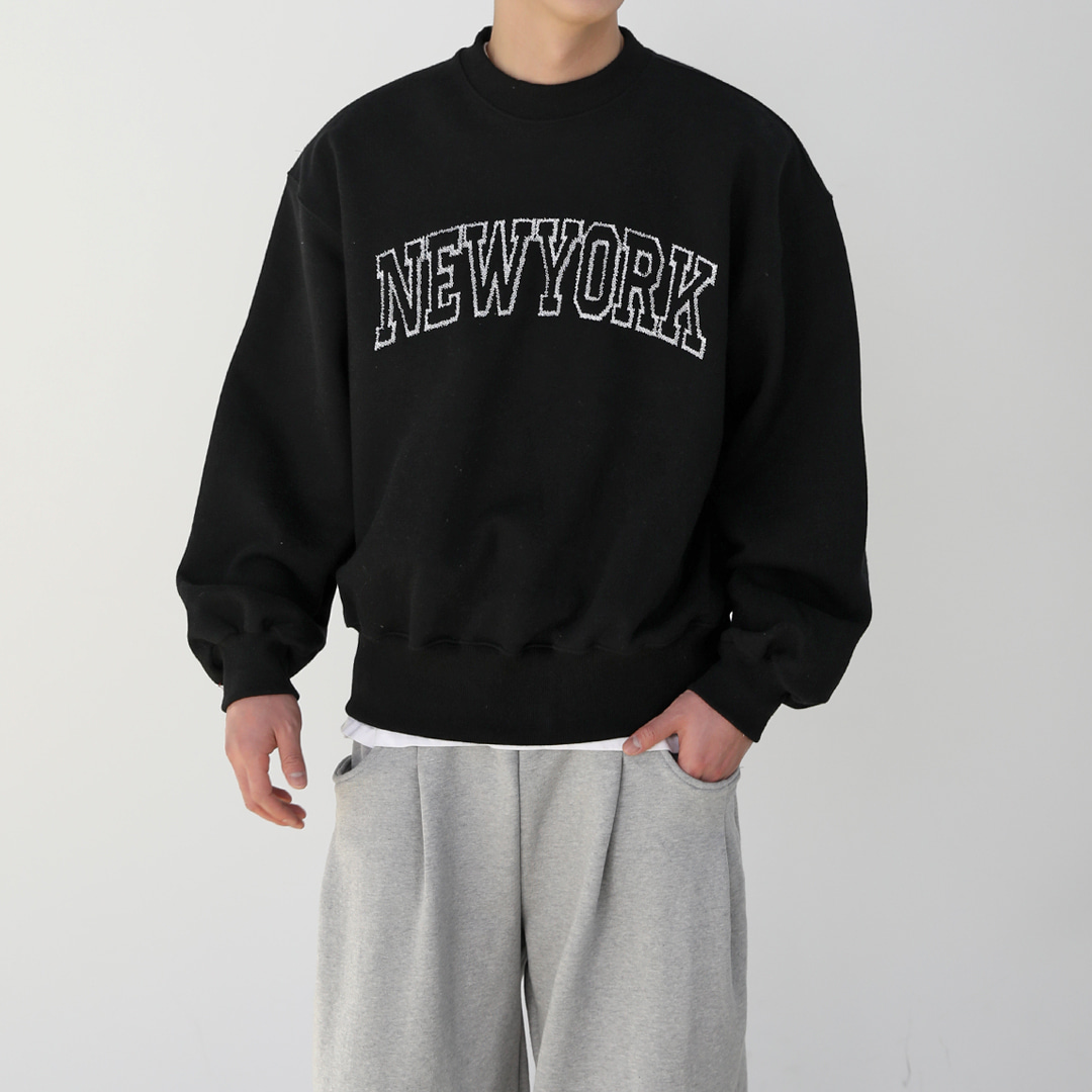 New York crop embroidery sweatshirt