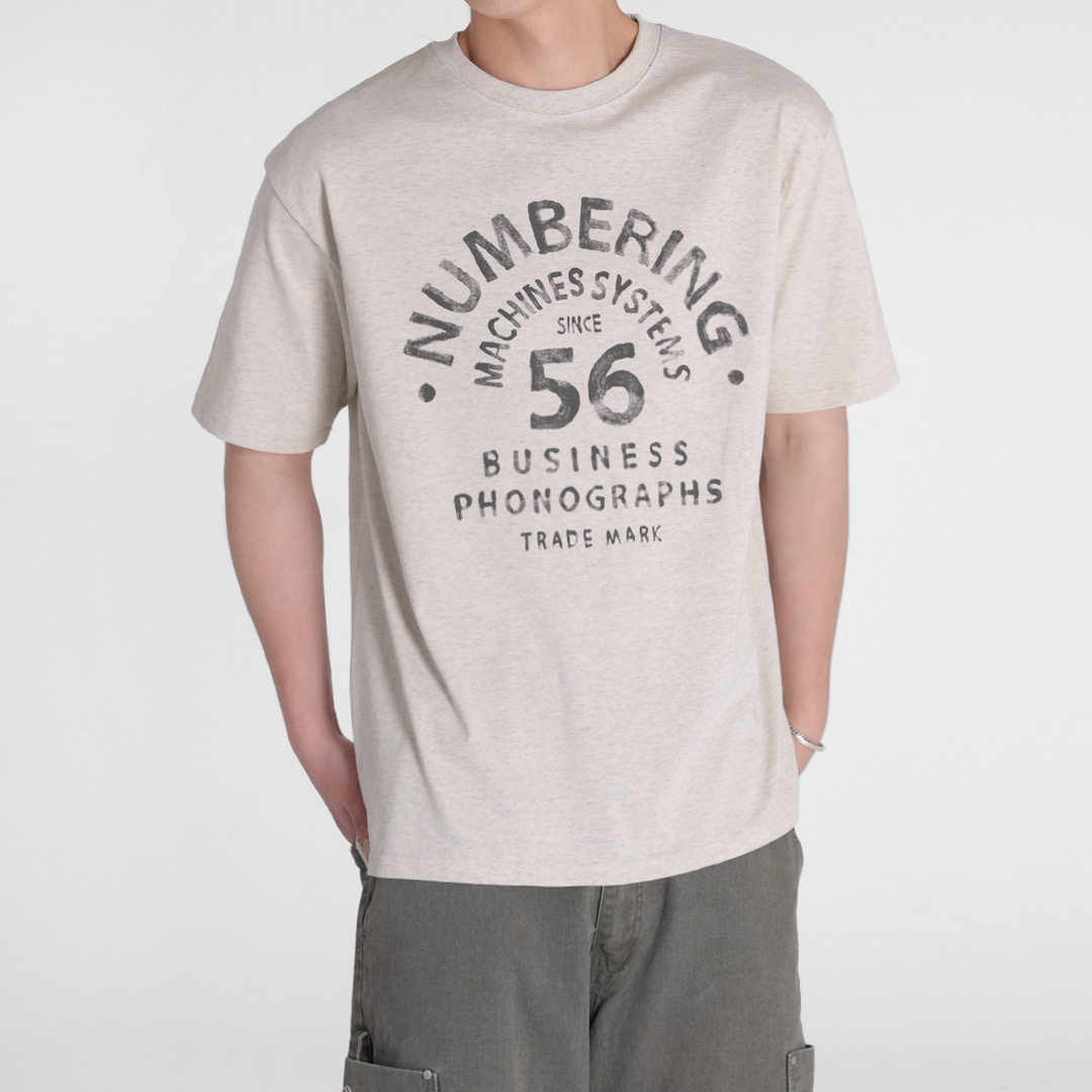 Vintage numbering short-sleeved T-shirt