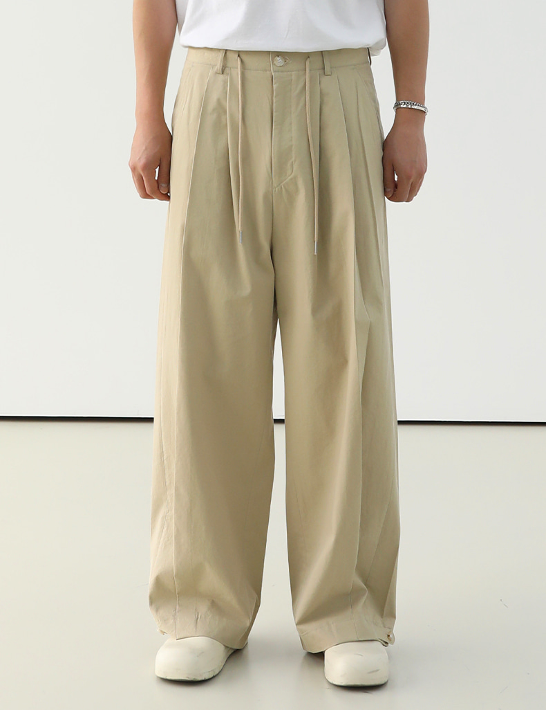 EN two-tuck cotton wide pants