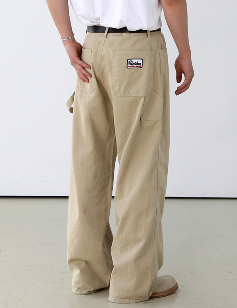 Carpenter bag patch cotton pants_beige