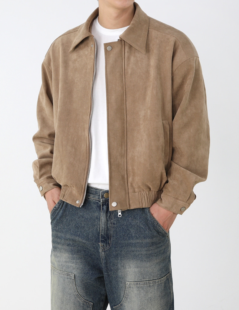Two-way cropped suede jacket