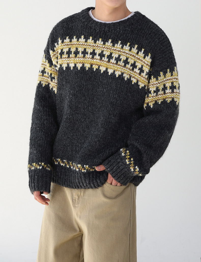 Overfit Nordic round knit
